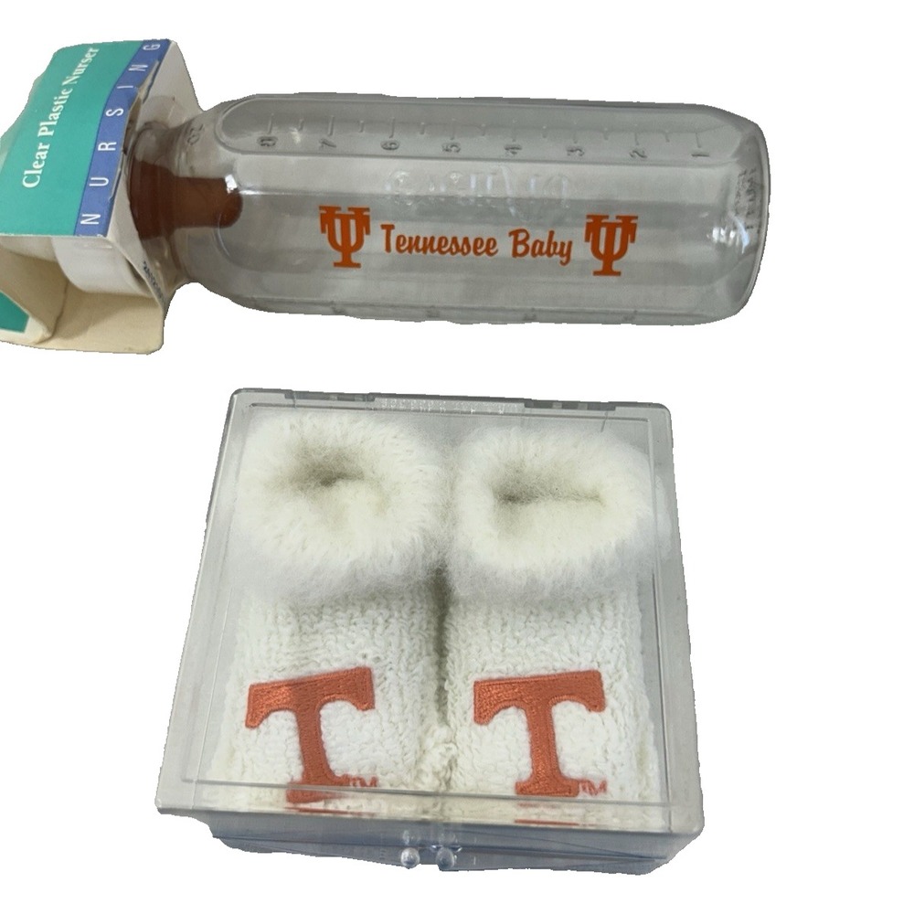 University Of Tennessee Vintage Baby Bootees 0-3 Months & UT Baby‎ Bottle